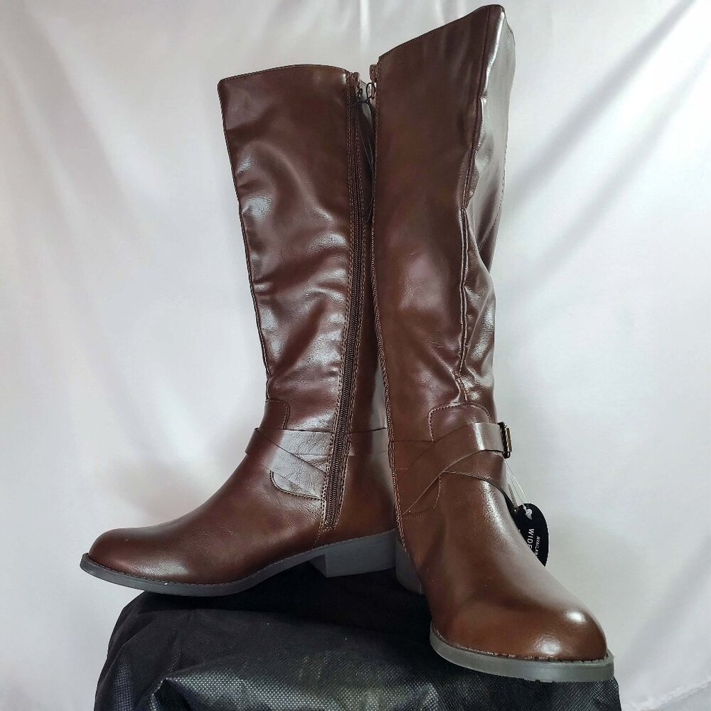 Wide Calf Brown Knee High Boots